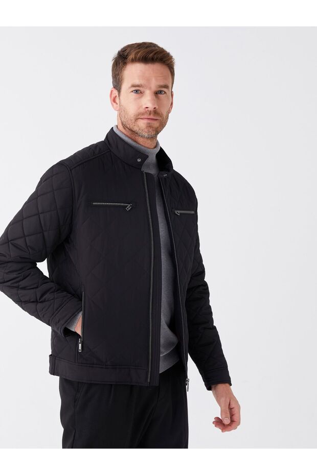 Kurtka puchowa męska - standardowy krój, kołnierz stójka - 2