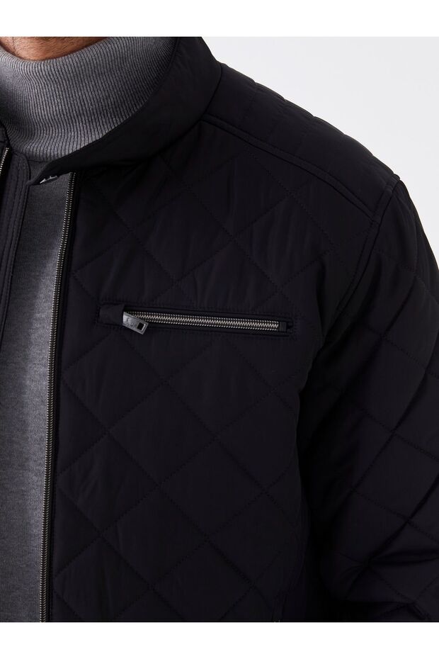 Kurtka puchowa męska - standardowy krój, kołnierz stójka - 5