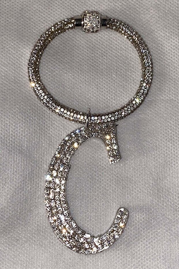 Stone Bracelet Keychain with Letter C