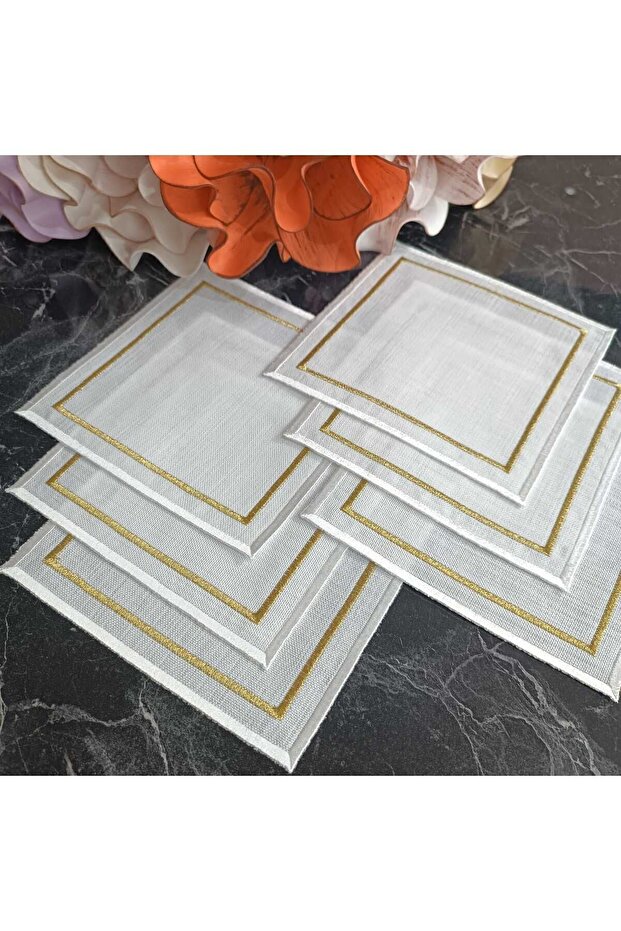 Gold and silver detailed elegant cocktail napkin, coffee side napkin, presentation napkin