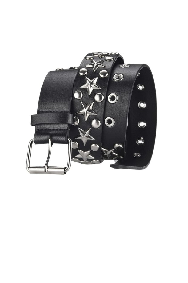 Gothic Punk Metallica Style Studded Belt with Cowboy Buckle