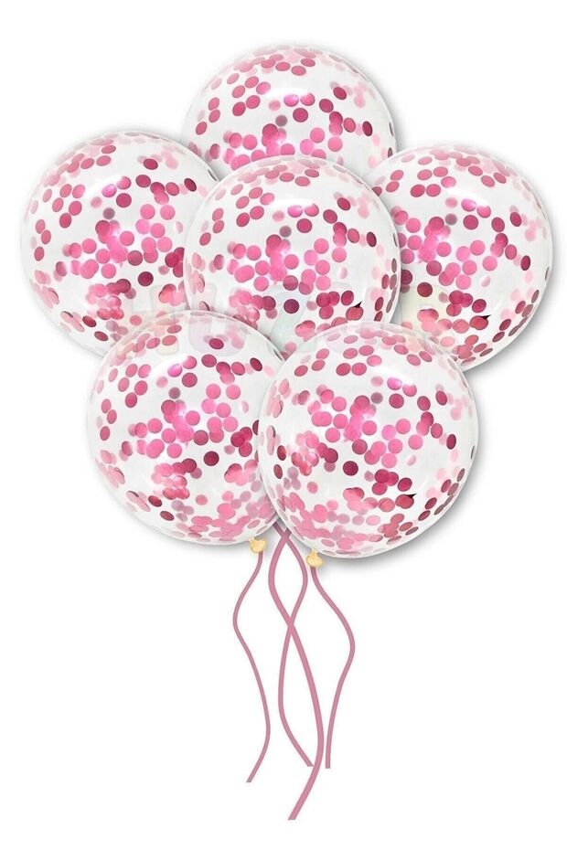 Pink Confetti Transparent Balloon Set: 12" Balloon 10 Pieces - 1 Pack Balloon Confetti (Pulu)