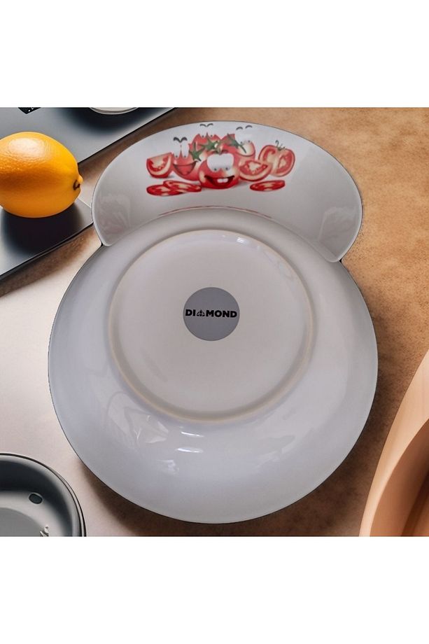Diamont 2 adet 21 cm Dekorlu Çukur Tabak Salata Sunum Tabağı Servis Tabağı - 2