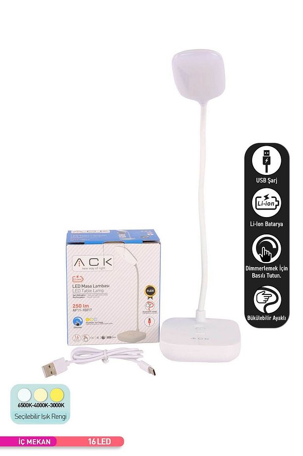Şarjlı LED Masa Lambası, Ayarlanabilir Dokunmatik Işık, Çalışma ve Okuma Işığı - 3