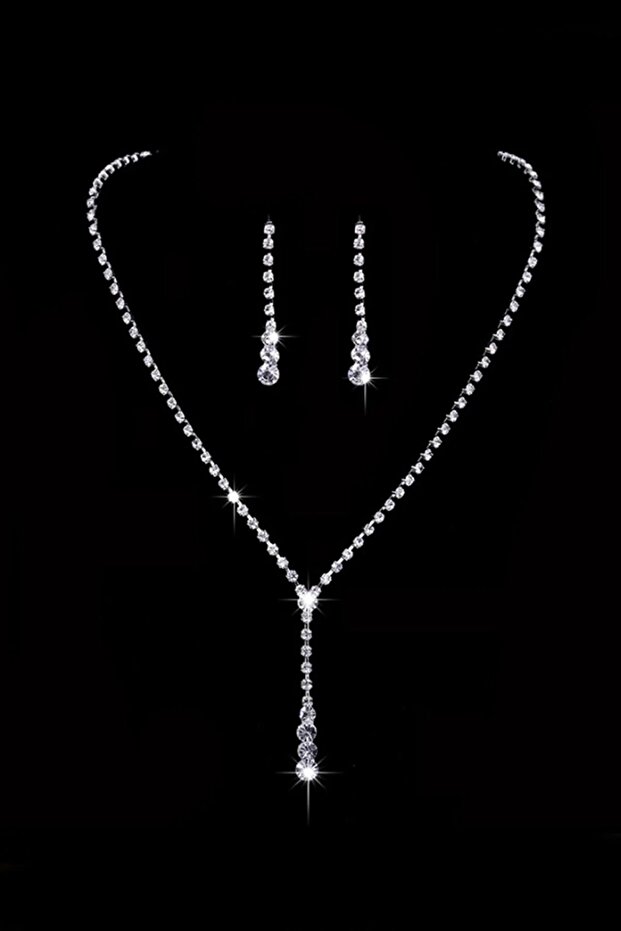 Wedding Engagement Henna Drop Jewelled Necklace Earring Set