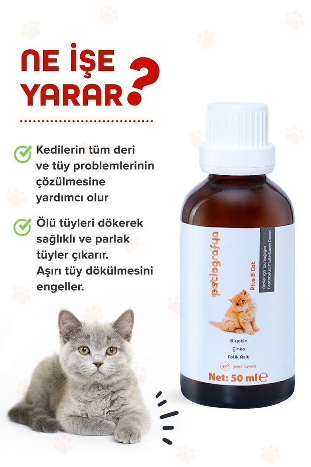Plus B Kediler Için Tüy Dökümünü Azaltan, Besleyen Tüy Sağlığı Damlası Kedi Tüy Döküm Önleyici 50 ml - 3