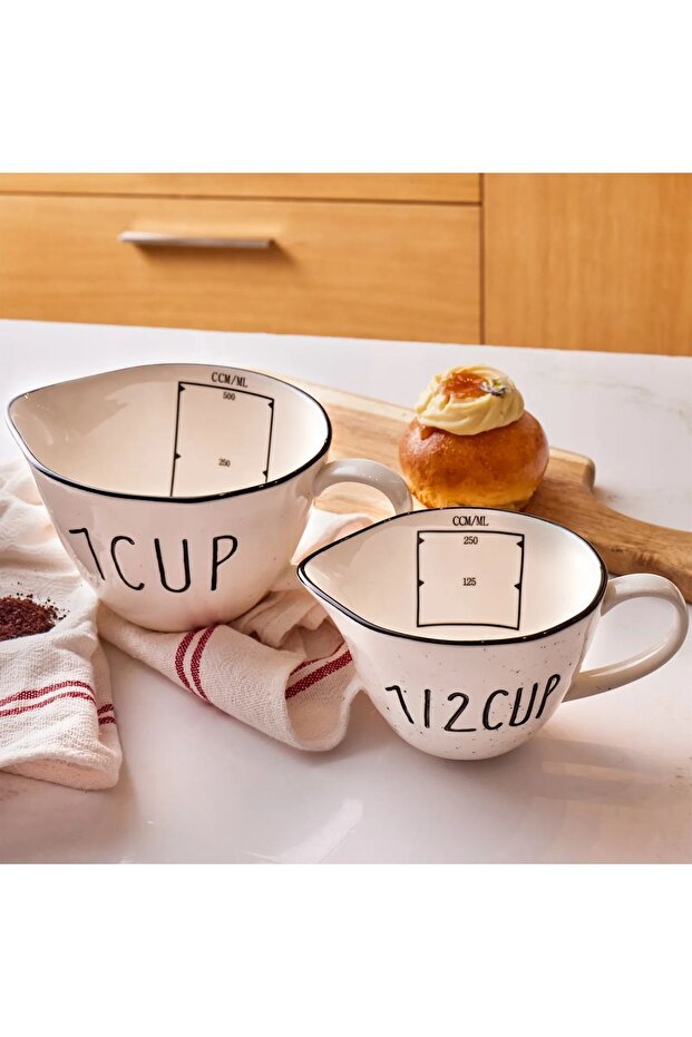 2-Pack Ceramic Measuring Cup 250 Ml/500Ml