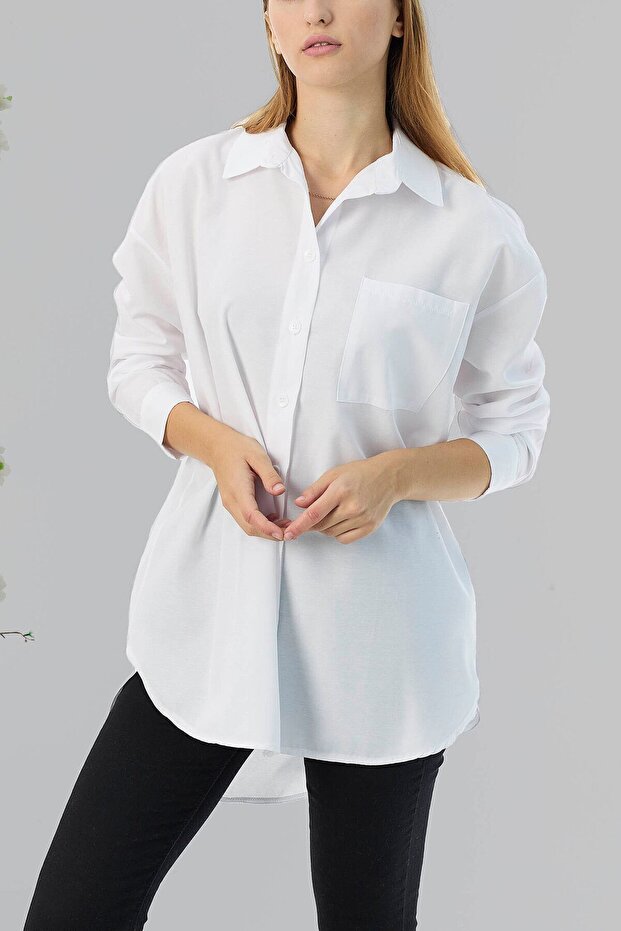 Plain Medium Women's White Tunic - 10810
