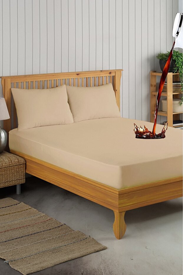 Brązowy mikrodopasowany materac wodoodporny i materac z poduszką - 2 sztuki (11 rozmiarów) - 1