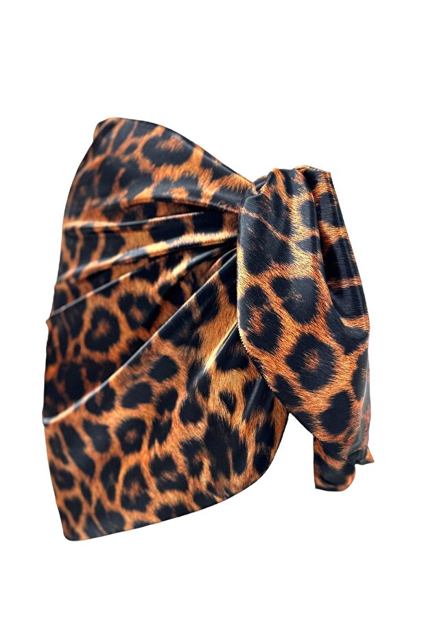 Leopard Print Satin Pareo Women's Beach Dress