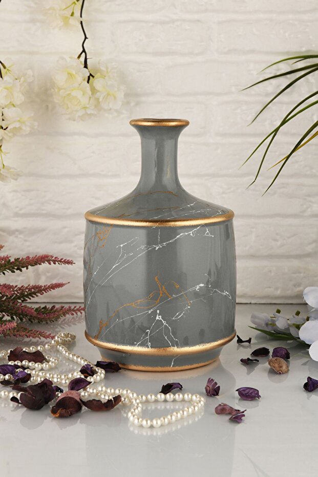 AngDesign Datça Seramik Vazo  Gri - 3