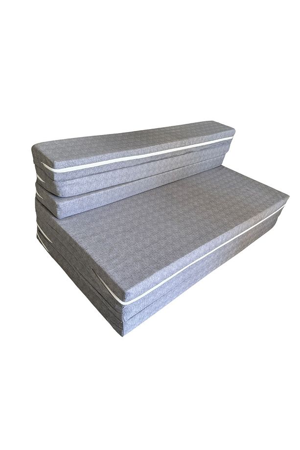 Çift Kişilik Katlanır Koltuk Katlanır Yatak Kanepe Yer Yatağı Çift Kişilik GRİ-120x195x8 CM - 2