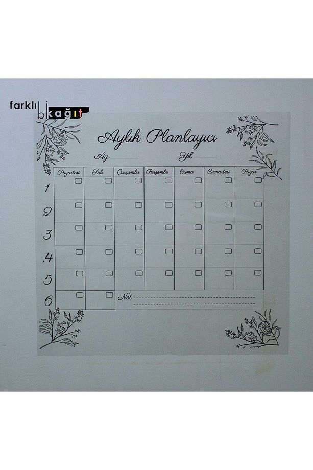 Aylık Planlayıcı Takvim Model-2 Akıllı Kağıt Tahta Yazı Tahtası Duvar,Cam,Tahtaya Uygulanır 46X48cm - 5