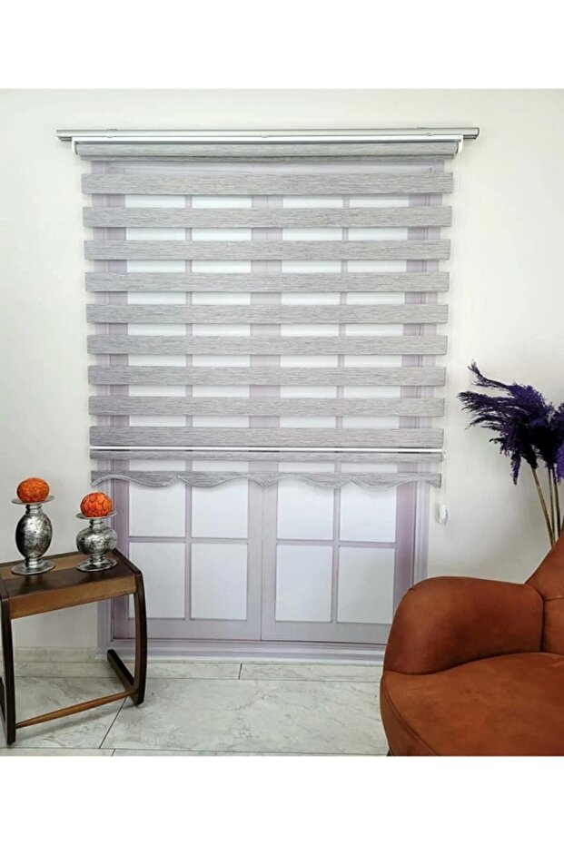 GRİ ZEBRA PERDE ETEK DİLİMLİ - 2