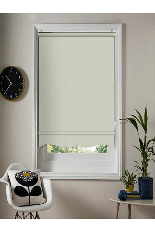 Mat Polyester Krem Stor Perde - 1