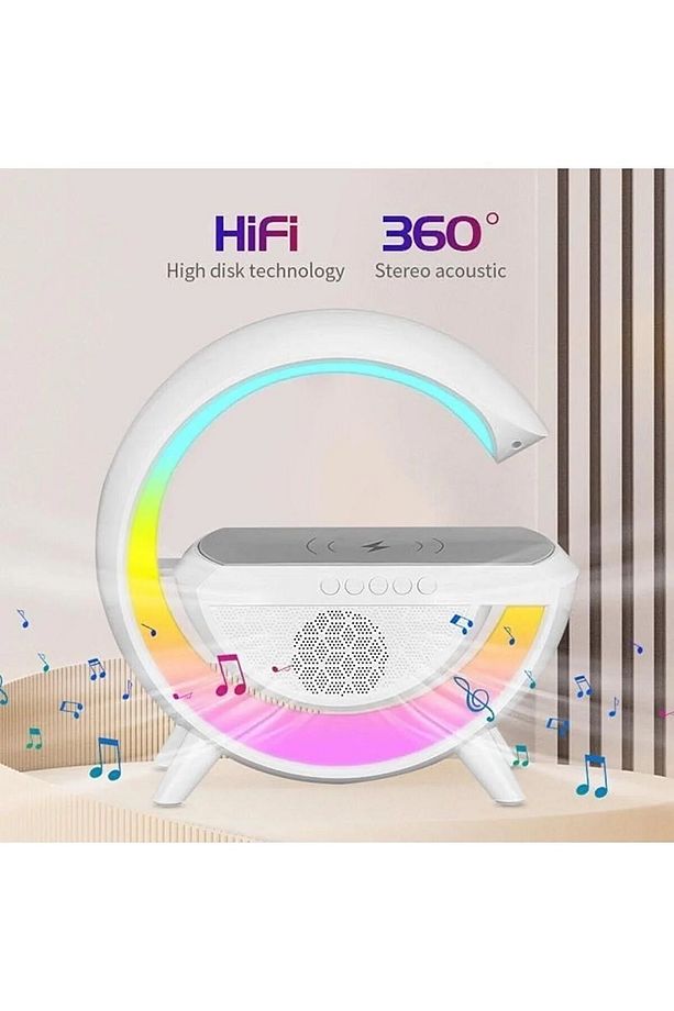 G Şekli Atmosfer Akıllı Rgb Lamba Wireless Kablosuz Şarj, Bluetooth Hoparlör - Speaker - 5