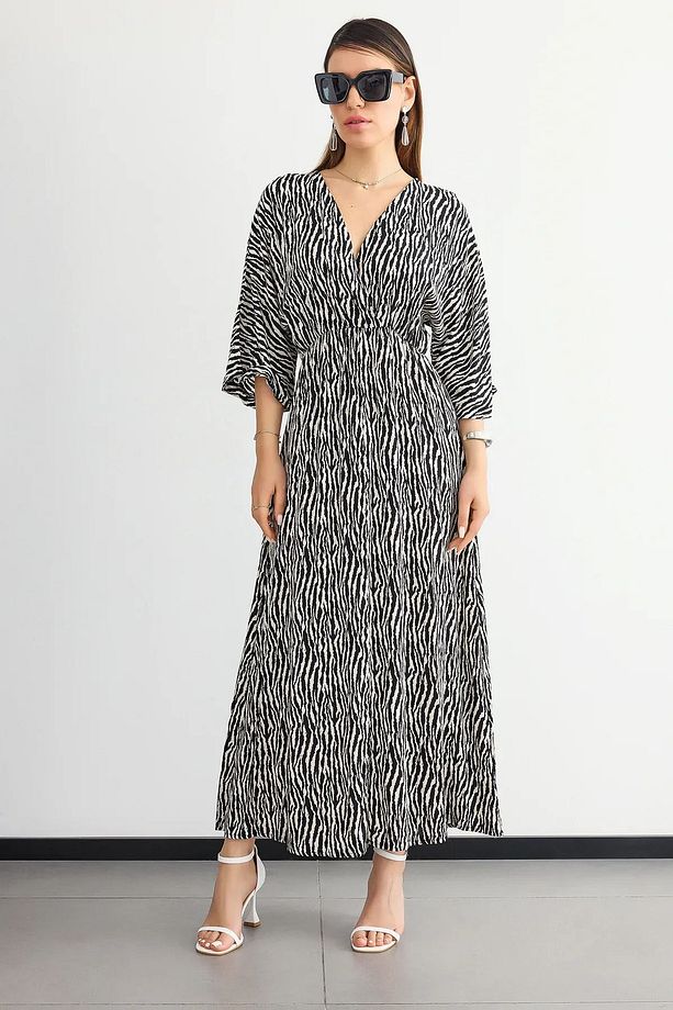 Çiçek Desenli Maxi Elbise - 1