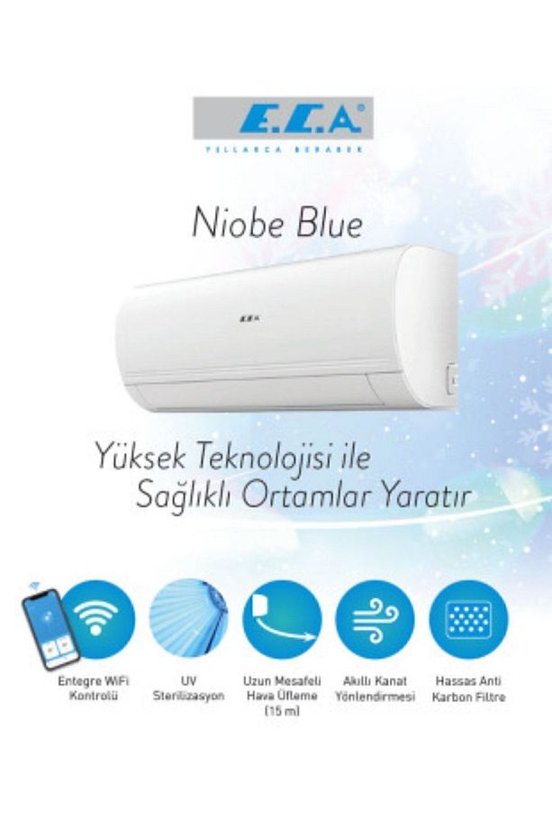 Niobe Blue 12.000 BTU Inverter Duvar Tipi Split Klima R32 Wi-Fi + UV A++ - 1