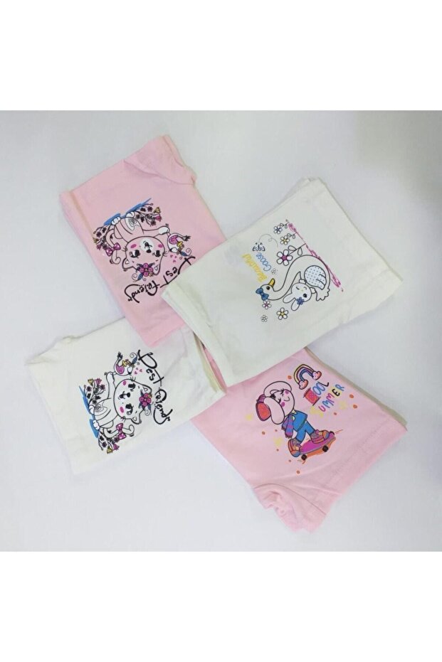 3409 Girl's Boxer Patterned 4-Piece