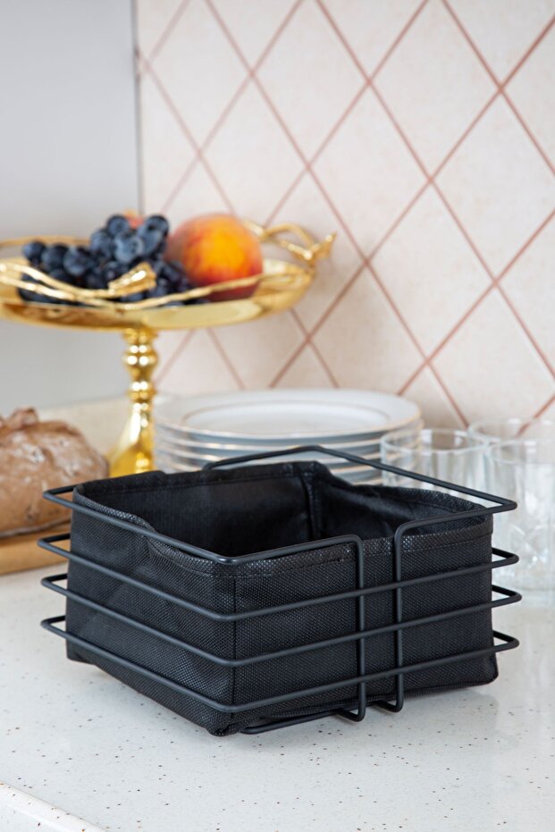 سلة خبز مربعة من الفولاذ المقاوم للصدأ باللون الأسود - متعددة الأغراض - 2