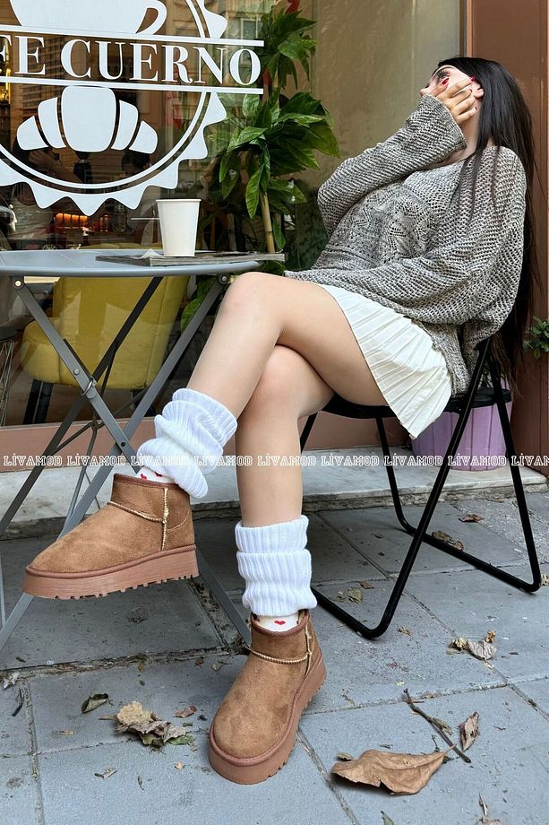Teel Içi Kürklü Mini Süet Kışlık Taban Bot & Bootie - 5