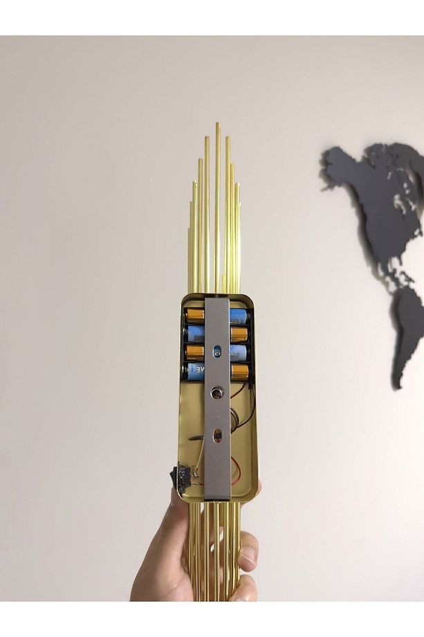 Pilli Duvar Aplik Pilli Duvar Aplik Aydınlatma Gold Led Duvar Lambası - 4