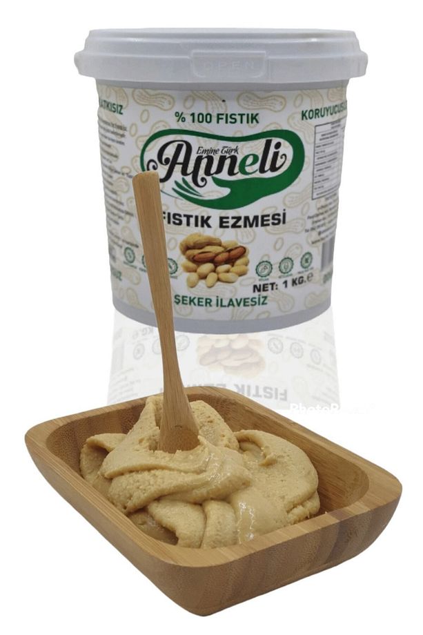 2 Adet X 1 Kg Fıstık Ezmesi Şekersiz Sade Annemeli Ile %100 Doğal %100 Fıstık - 2