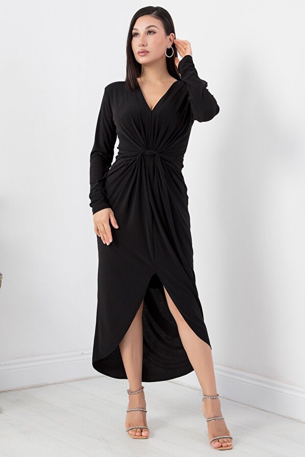 Rochie Sandy cu decolteu în V și mânecă lungă NY4411 - 6