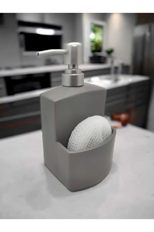 Luxury Porcelain Sponge Kitchen Liquid Soap Dispenser Dish Detergent Dispenser Silver Cover