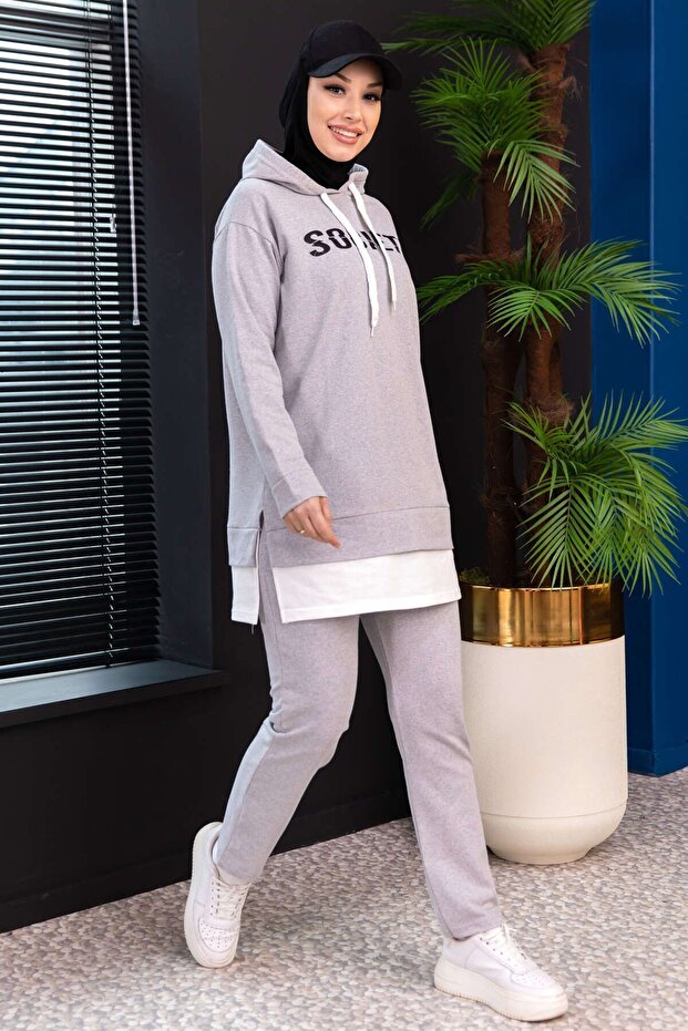 Medium Women's Gray Tunic and Trousers Set - 3553
