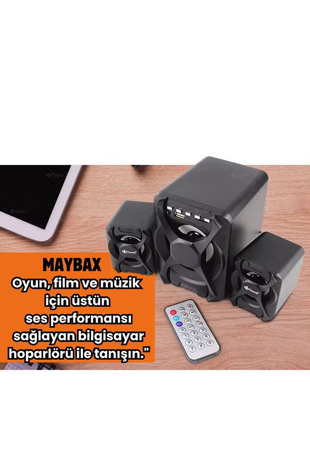 A++ Bass Kablolu Hoparlör USB TF KART BLUETOOTH FM RADYO  2+1 PC Laptop Notebook Uyumlu Speaker - 3