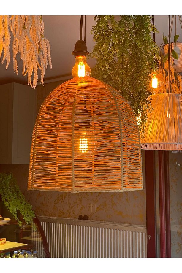 Kafes 40x45 Hasır Avize Bohem Avize Jüt Avize Oda Mutfak Salon Avize Restoran Kafe Avize - 3