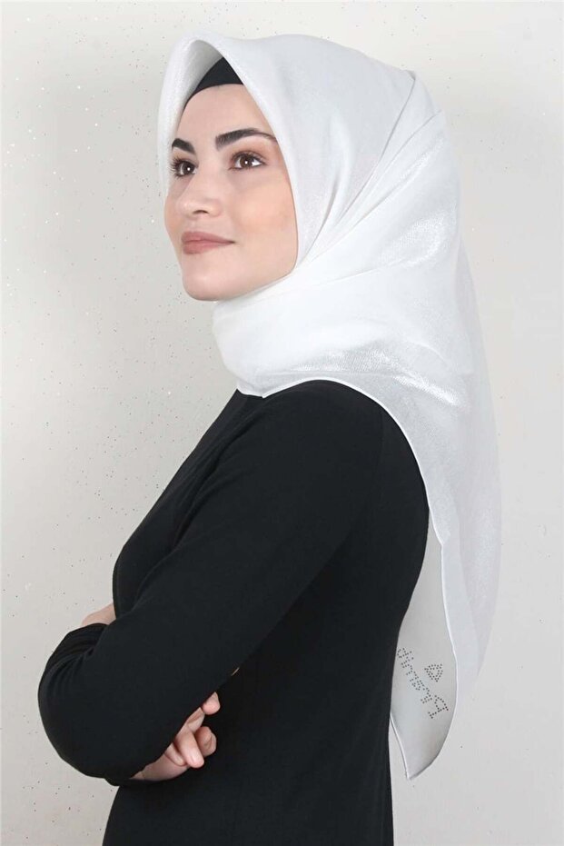 وشاح لامع باللون الأبيض الكهرماني - 4009-3