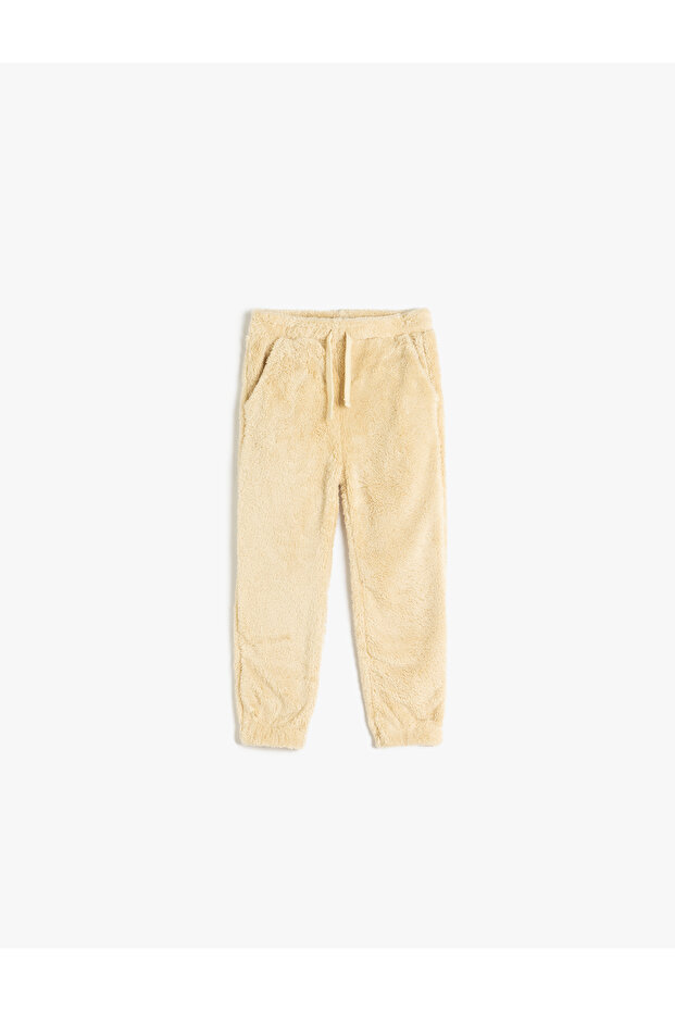 Plush Sweatpants with Tie Waist and Pockets
