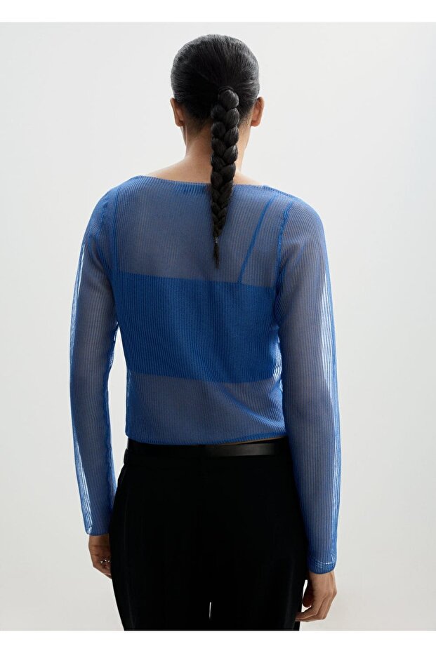 Bluză combinată pulover semitransparentă - 4