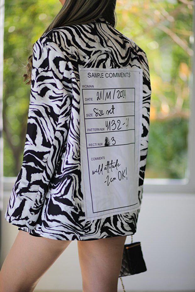 Black Zbr Patterned Blazer Jacket - 2