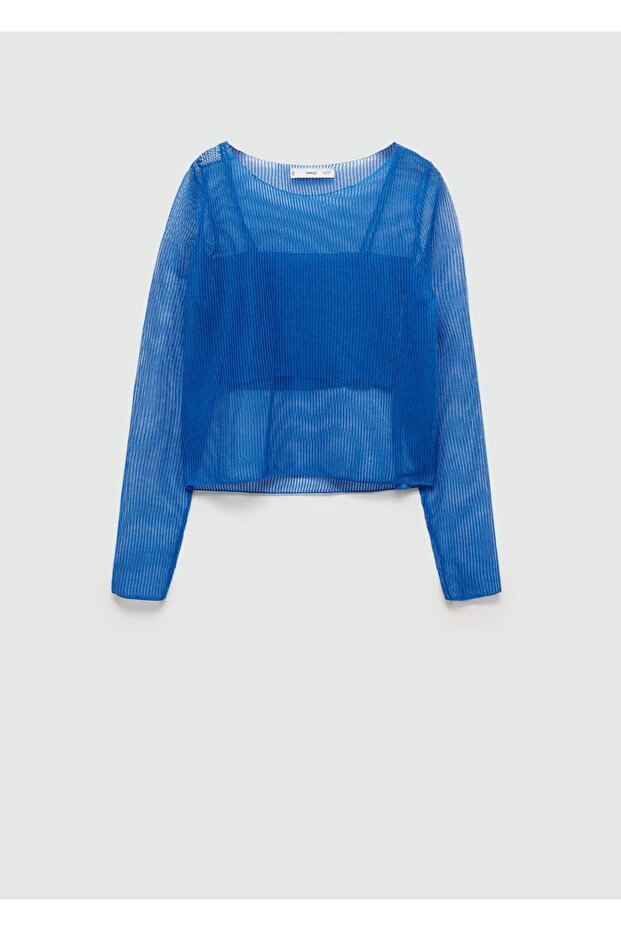 Bluză combinată pulover semitransparentă - 3