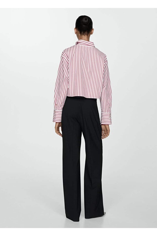 Çizgili crop gömlek - 4