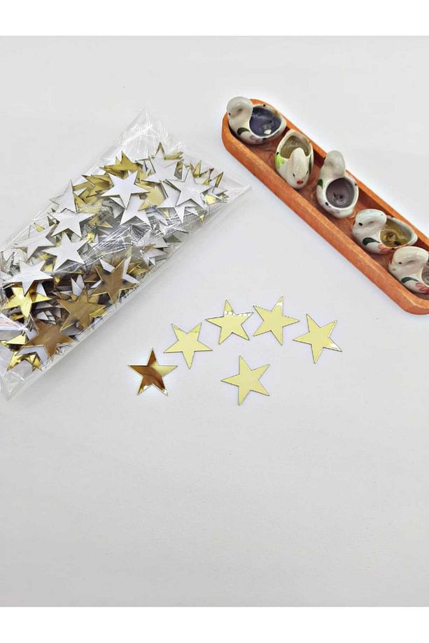 Pleksi Yıldız Dekoru Gold 3 Cm 100 Adet - 1
