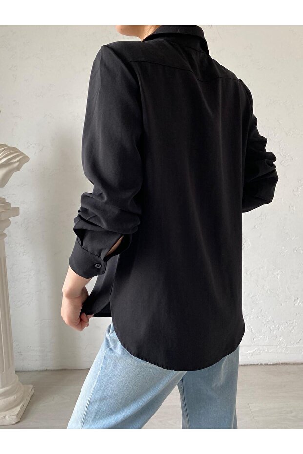 قميص كريب أساسي أسود - 3