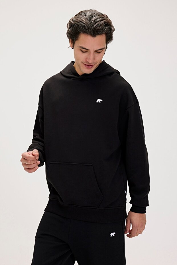 Erkek Oversize Kapüşonlu Sweatshirt - 5