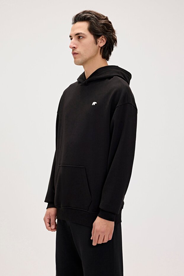 Erkek Oversize Kapüşonlu Sweatshirt - 2