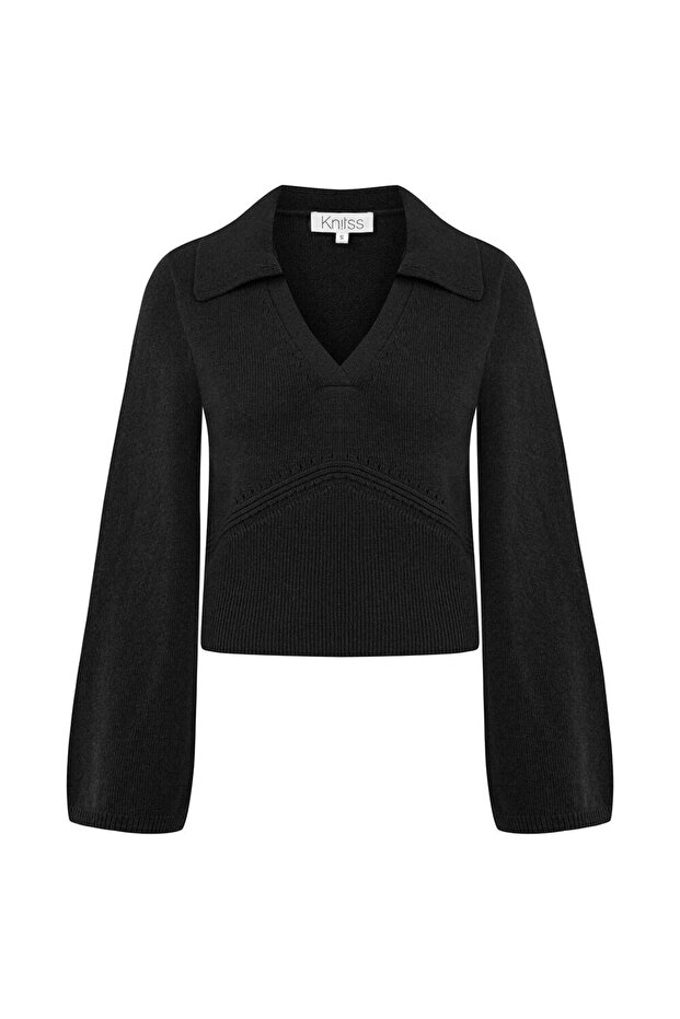 Kaşmir Karışımlı Siyah Triko - 6