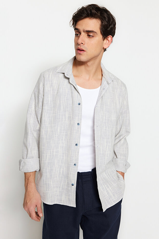 Mavi Regular Fit %100 Pamuk Keten Görünümlü Gömlek TMNSS23GO00111 - 1