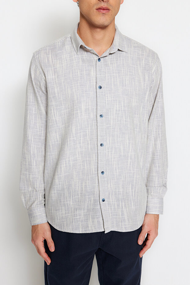 Mavi Regular Fit %100 Pamuk Keten Görünümlü Gömlek TMNSS23GO00111 - 8