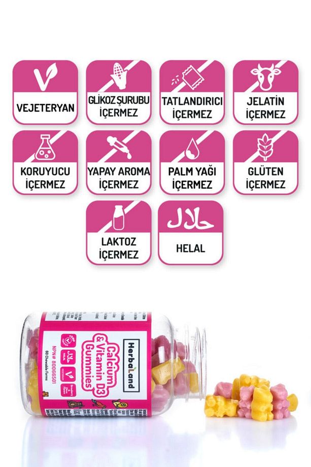 Gummies Kalsiyum Ve Vitamin D3 Gummies Sambuzinc Çiğnenebilir Form - 3