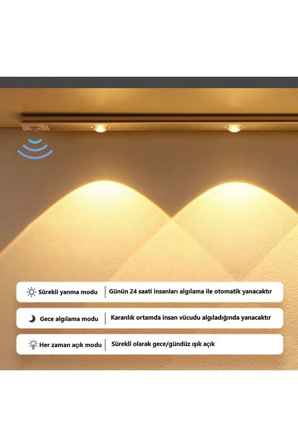 40cm Harekete Duyarlı Led Sensörlü Usb Şarj Dim Edilebilir Taşınabilir Mutfak, Dolap, Gece Lambası - 5