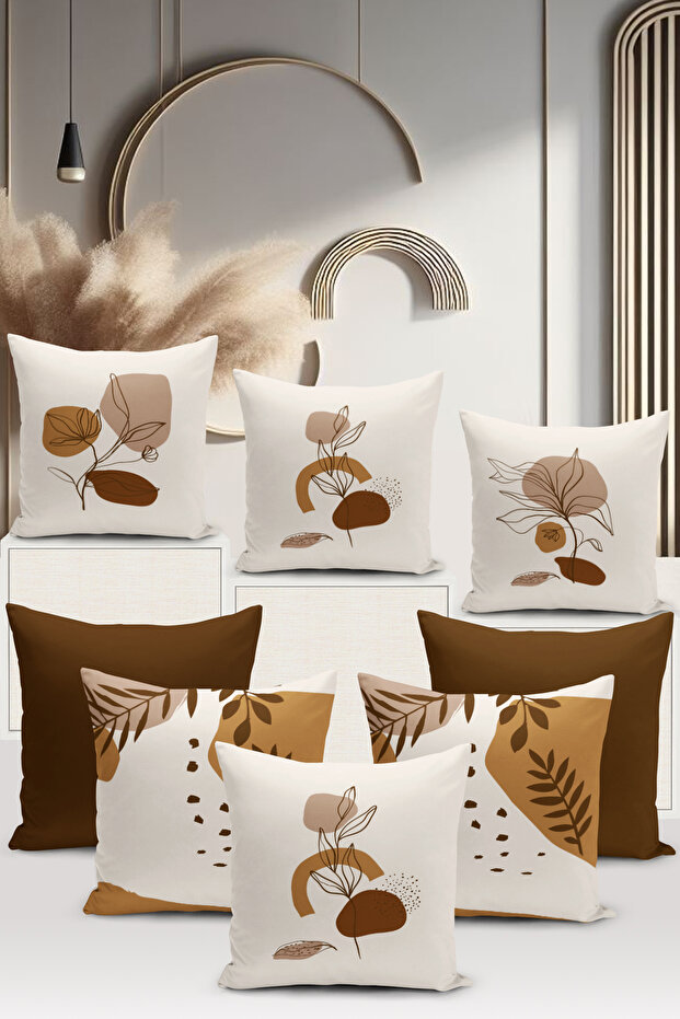 Minimalist Series Double Sided Digital Printed 8-Piece Throw Pillow Case Set (Minimalist Cover Set)