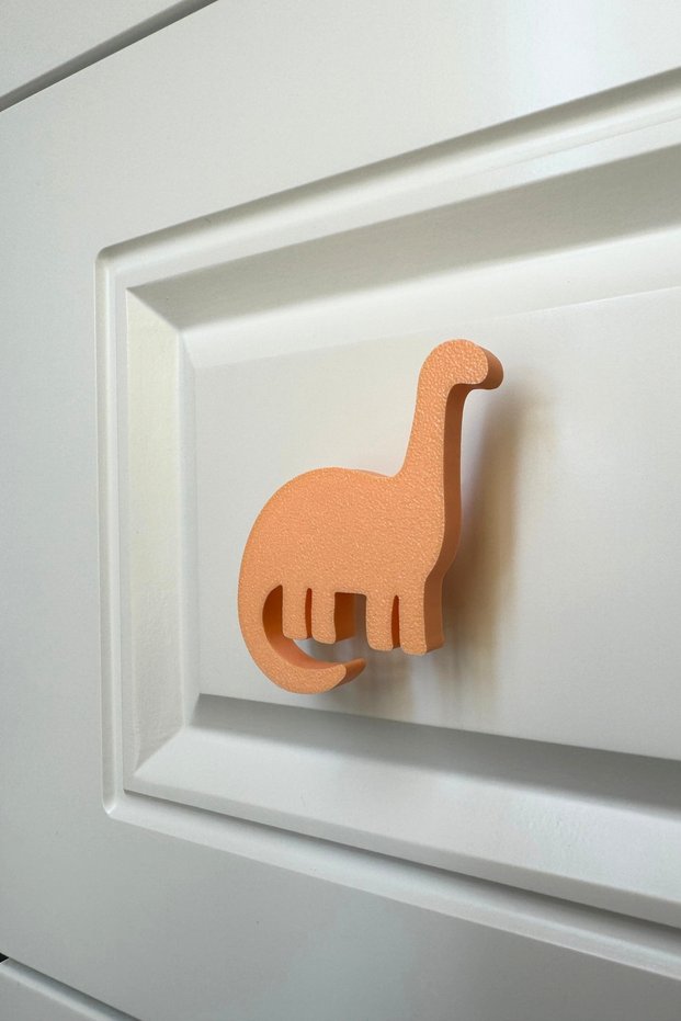 Orange Dino 4 Cabinet Handle - Modern and Cute Furniture Handle for Children's Room, Kitchen and Bathroom