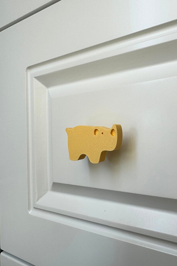 Yellow Rhino Cabinet Handle - Cute Furniture Handle for Kids Room, Kitchen and Bathroom,Kulpd